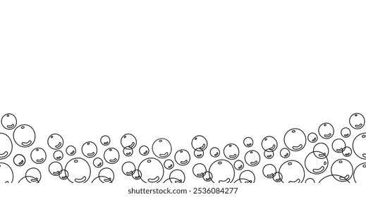 Border seamless of linear soap bubbles. Background sketch for design of cleaning and washing products