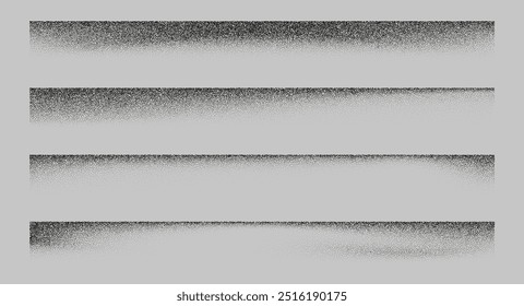 Border shadows from different angles. Noise grain background, pointillism dots gradient or dotwork pattern, vector stipple effect. Grain noise halftone or grainy texture or dotwork grain noise.