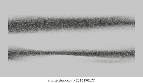 Border shadows from different angles. Noise grain background, pointillism dots gradient or dotwork pattern, vector stipple effect. Grain noise halftone or grainy texture or dotwork grain noise.