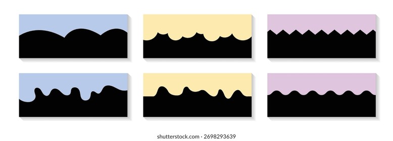 Border shape background for website design. Curve lines, wave collection of abstract design element for top and bottom page website.