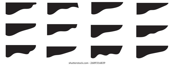 Border shape wave design, dividers shapes, frame template curve collection