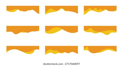 Diseño de la onda de la forma del borde, Formas de los divisores, colección de la curva de la Plantilla del marco. Cabezal separador moderno para Sitio web y App. Colección de elementos de diseño para página de Web. Ilustración vectorial aislada. eps 10