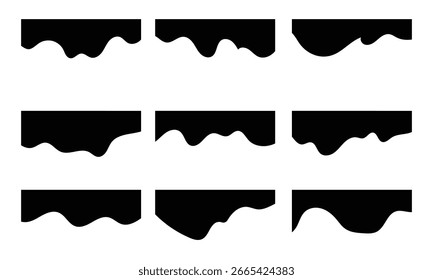 Forma de borda para design de site. Título superior da curva abstrata. Cabeçalho e separador de banner de vetor. Formas de Divisores para Site. Linhas Curvas, Quedas Conjunto de cabeçalho separador de design abstrato na eps 10.