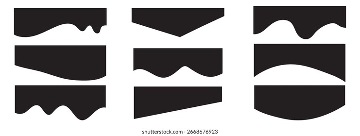 Forma de borda para design de site. Cabeçalho e separador de banner abstrato. Coleta de efeitos separadores de gotas para panfleto, cartaz, aplicativo, banner em eps 10.