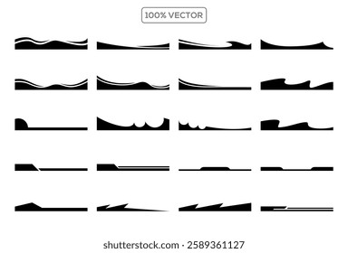 Border shape for website design. Compilation of assorted shapes for web page headers or footers. vector template