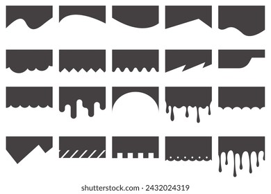 Border shape for website design. Vector banner header and separator. Background section and frame template. Abstract curve top headline.