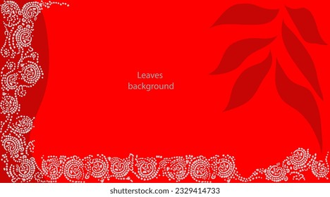 The border of the signs and symbols of the ancient Mayan peoples. Leaves background.
Background with linden leaves and patterns of the Mayan and Aztec peoples on a red background