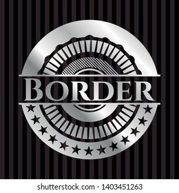 Border silver shiny emblem]. Vector Illustration. Mosaic.
