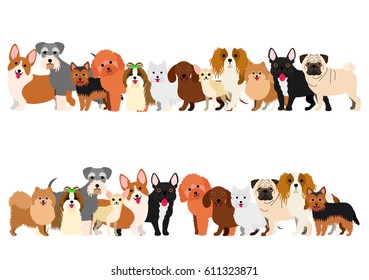 Border of small dogs set 