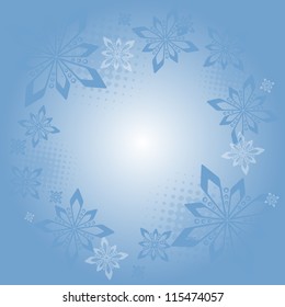 Border with snowflakes Blue snowflakes creating a misty border on the blue background