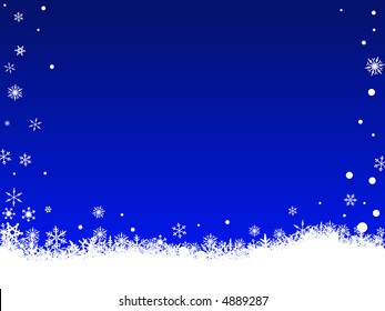 Border of snowflakes on a Blue background with Copyspace