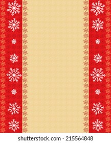 border with snowflakes. snowflakes on a red and beige background, vector