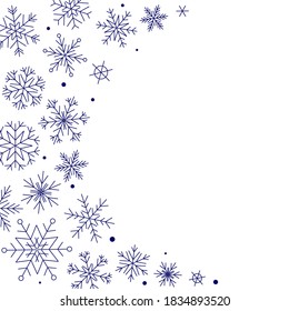 Border with snowflakes and snow for a festive New Year and Christmas design