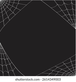 A border of spider webs on a black background sized to a square box ratio.
