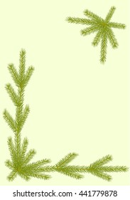 Border with spruce twigs. 