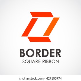 Border square of line frame abstract vector and logo design or template ribbon business icon of corporate identity symbol concept