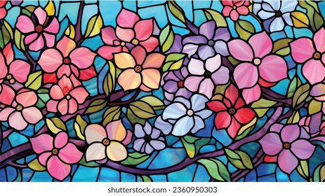 a border stained glass flower background