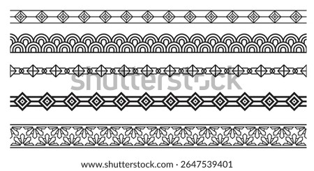Border with style Art Deco ornament seamless set.
