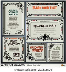 Border style labels on different topics for decoration and design on a theme of halloween
