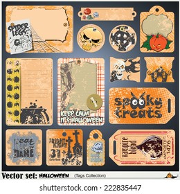 Border style labels on different topics for decoration and design on a theme of halloween