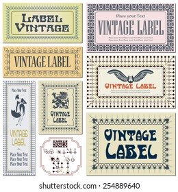 Border style labels on different versions on the basis of brushes for decoration and design 