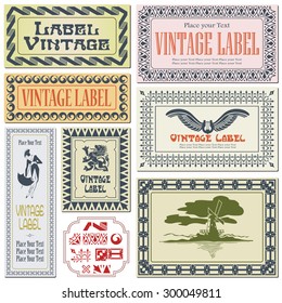 Border style labels on different versions on the basis of brushes for decoration and design
