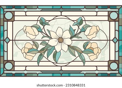 a border in style tiffany stained glass background