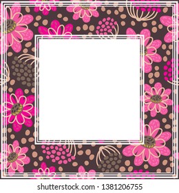 Border with sweet cherry and blue strips. Vector illustration. Design element for photo frame, poster or home decor.