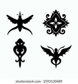 border tattoo silhouette set vector art illustrations.