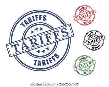 Ícones de Grunge da cobrança de selos fiscais, tarifa e direitos aduaneiros