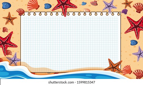 Border template with beach scene in background illustration