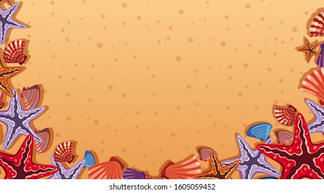 Border template with beach scene in background illustration
