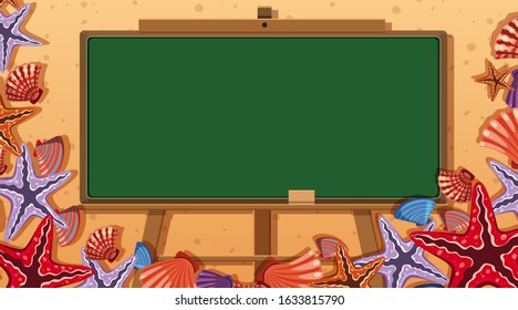 Border template with beach theme in background illustration
