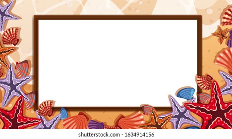 Border Template With Beach Theme In Background Illustration