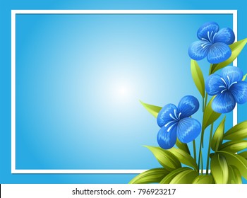 Border template with blue flowers illustration