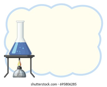 Border template with blue liquid in beaker illustration