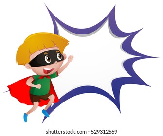 Border template with boy in mask illustration