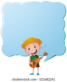 Border template with boy playing guitar illustration