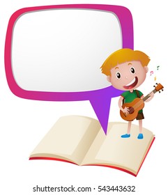 Border template with boy playing guitar illustration