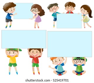 Border template with boys and girls illustration