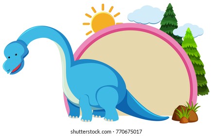 Border template with brachiosaurus illustration