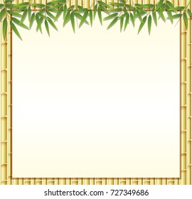 Border template with brown bamboo stems illustration