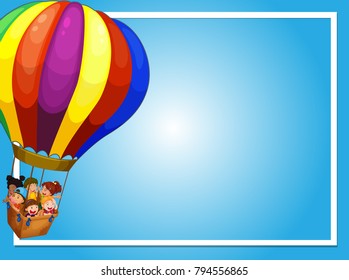 Border template with children on balloon illustration