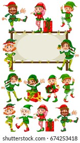 Border template with christmas elves illustration