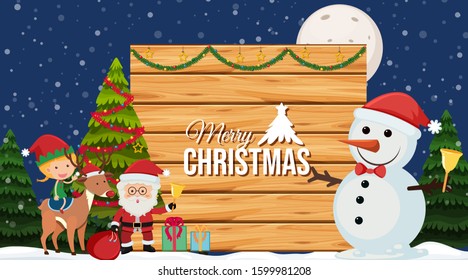 Plantilla de borde con ilustración de fondo de tema de navidad