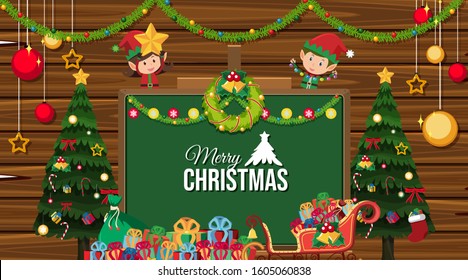 Border template with christmas theme background illustration