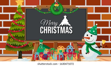 Border template with christmas theme background illustration