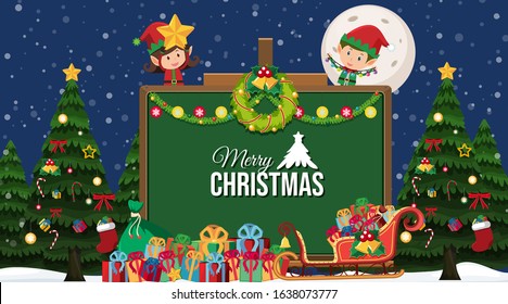 Border template with christmas theme background illustration