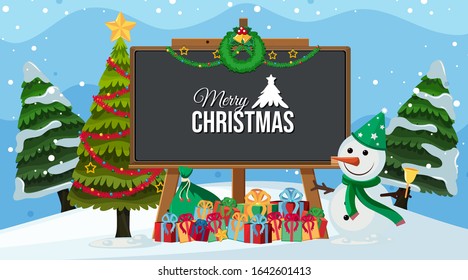 Border template with christmas theme background illustration