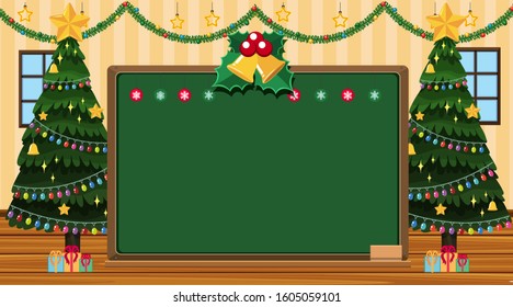 Border template with christmas trees and presents background illustration